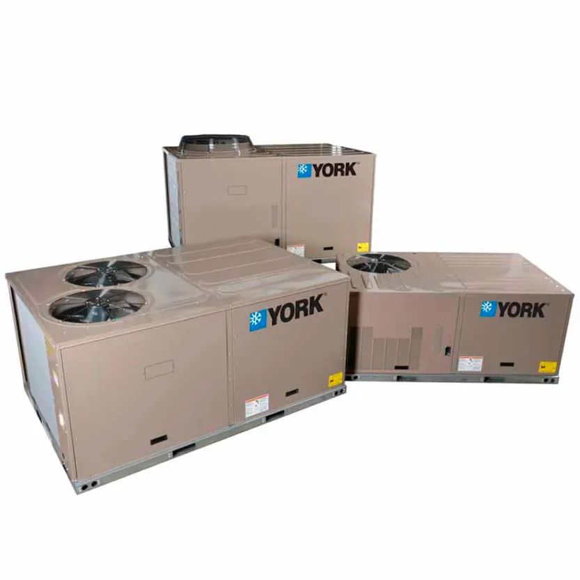 Three York commercial rooftop HVAC units ready for installation at a North York commercial property
